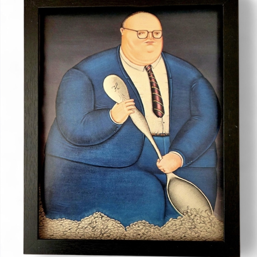 8x10 Framed Vintage Free People Blue and Black Art Print